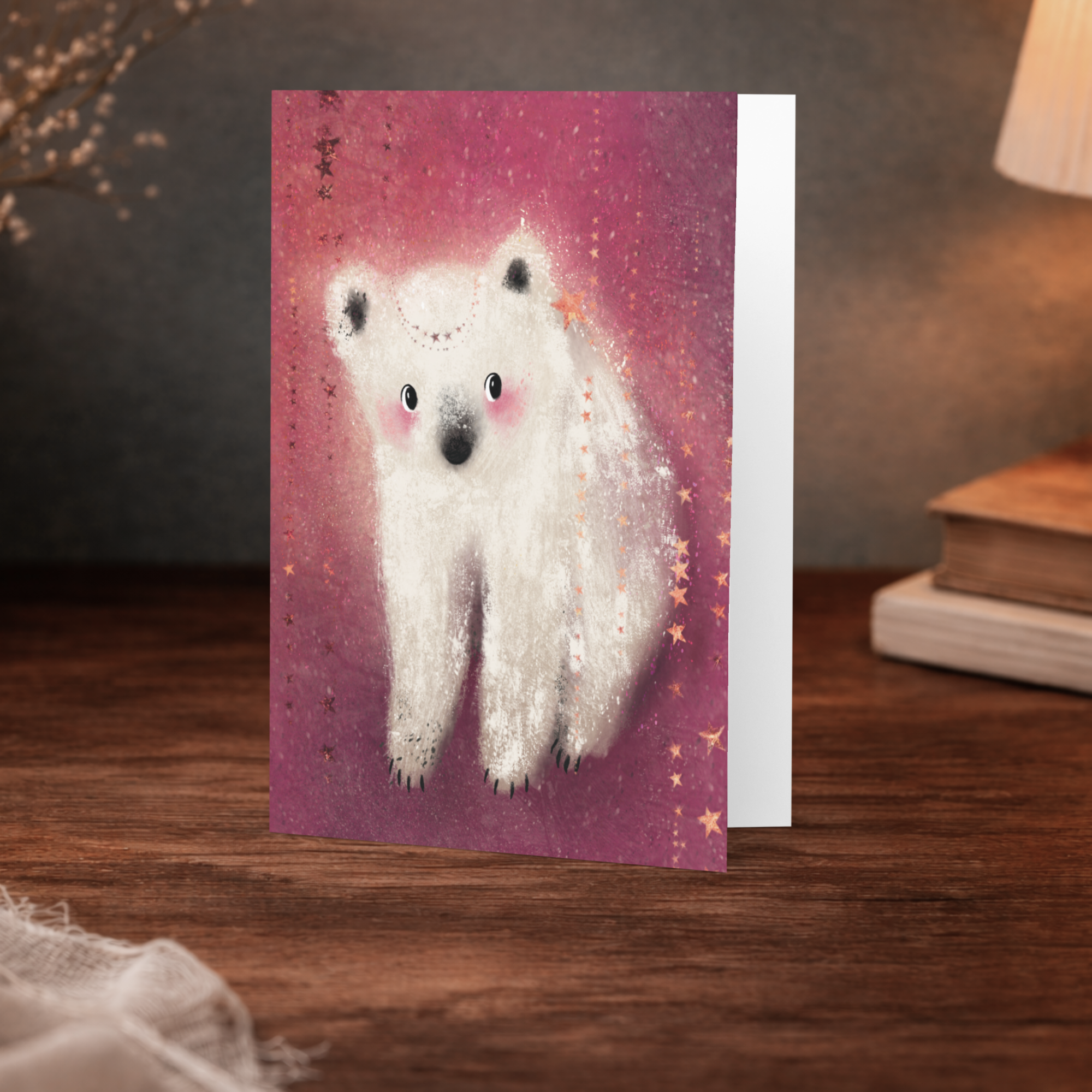 Starlight Polar Bear Greeting Card - Image 2