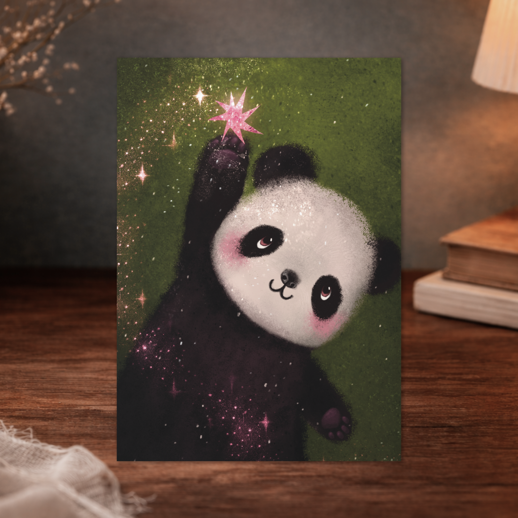 Star Catcher Panda Greeting Card - Image 2