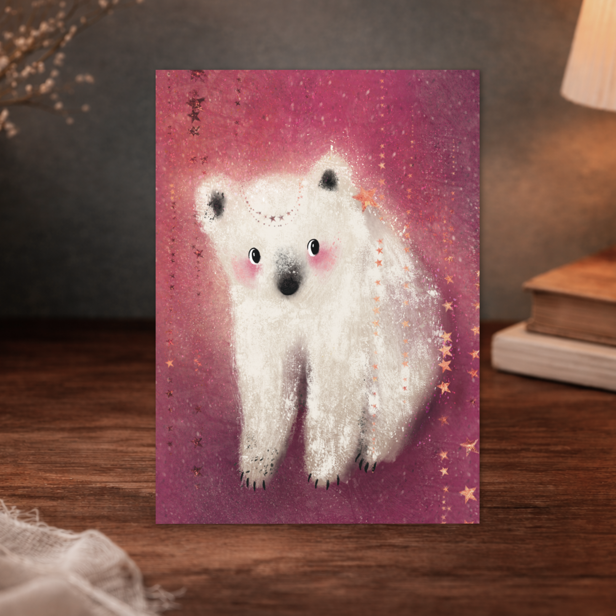 Starlight Polar Bear Greeting Card - Image 3