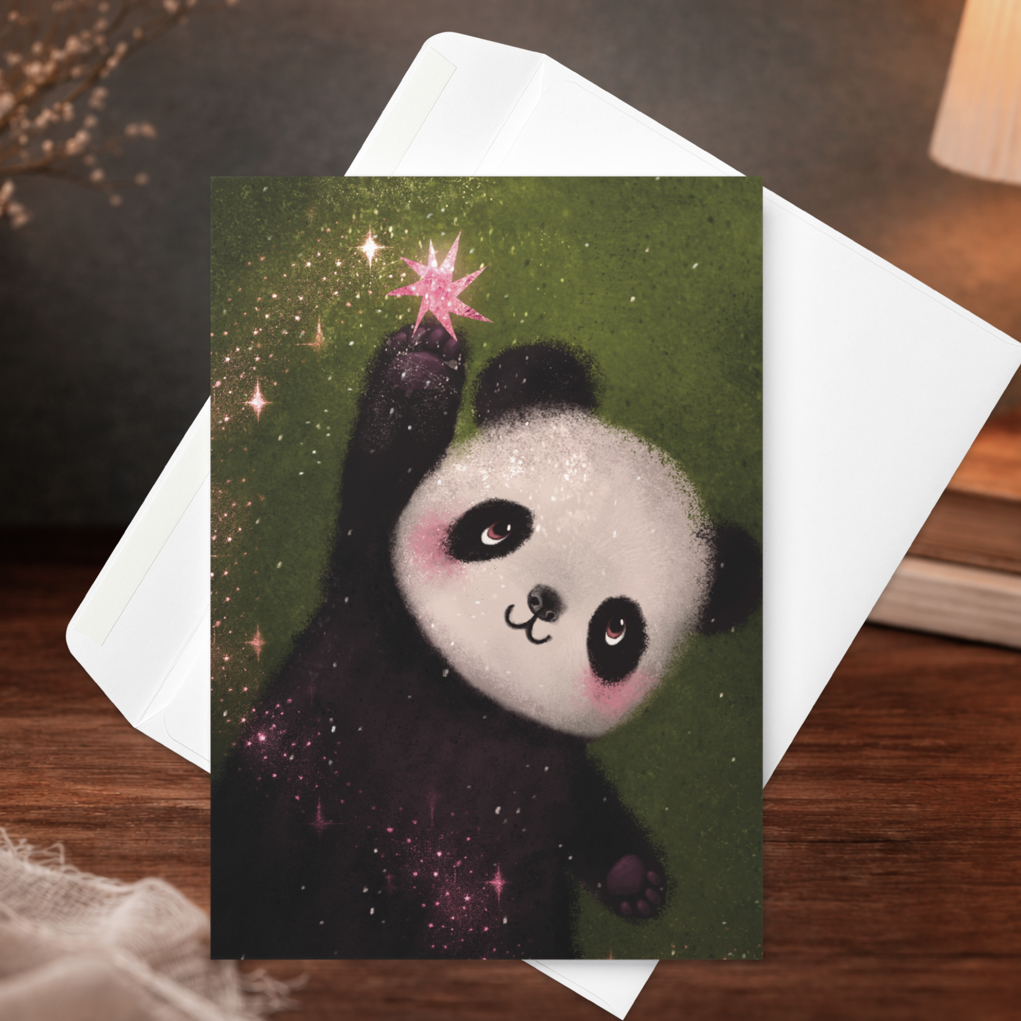 Star Catcher Panda Greeting Card - Image 3