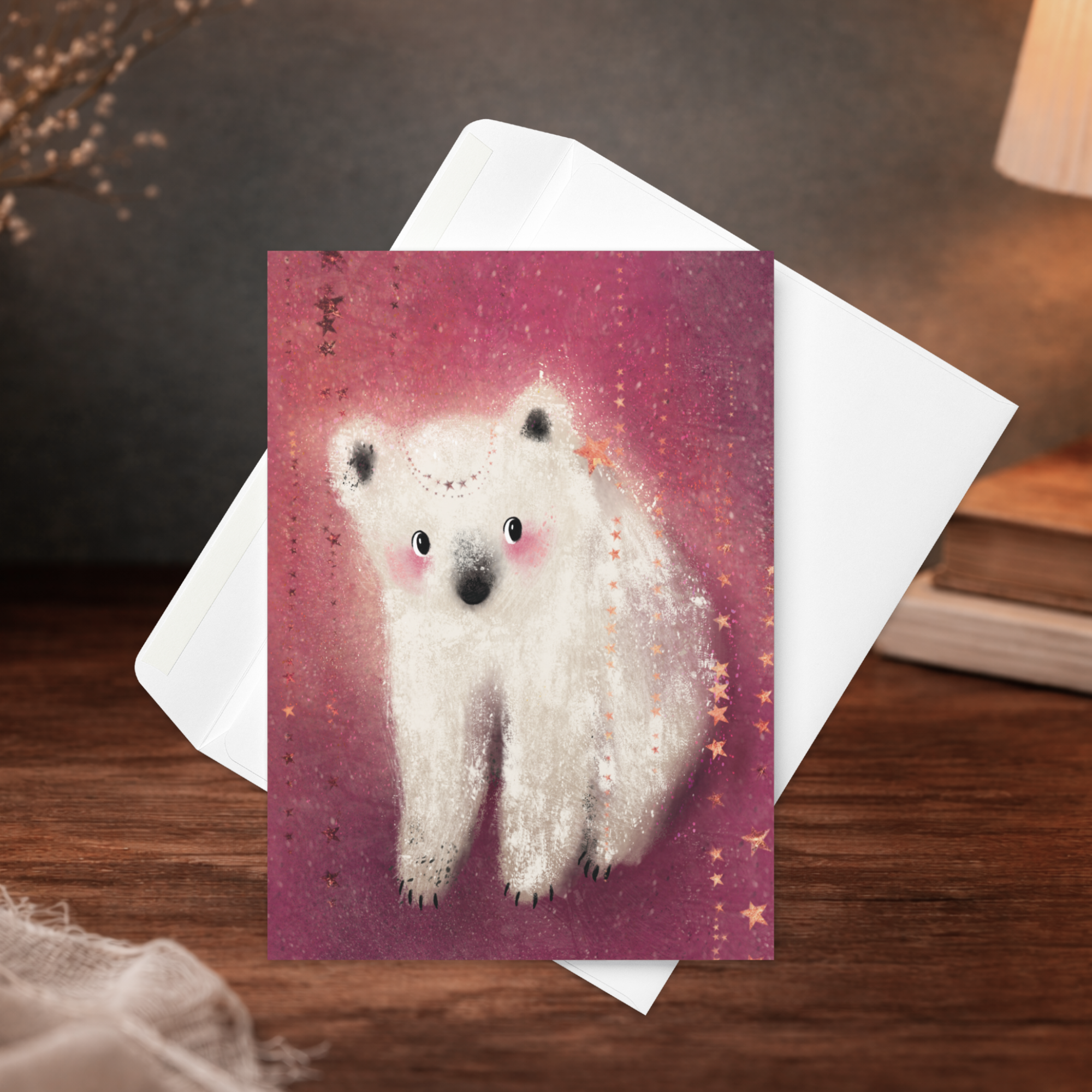 Starlight Polar Bear Greeting Card - Image 4