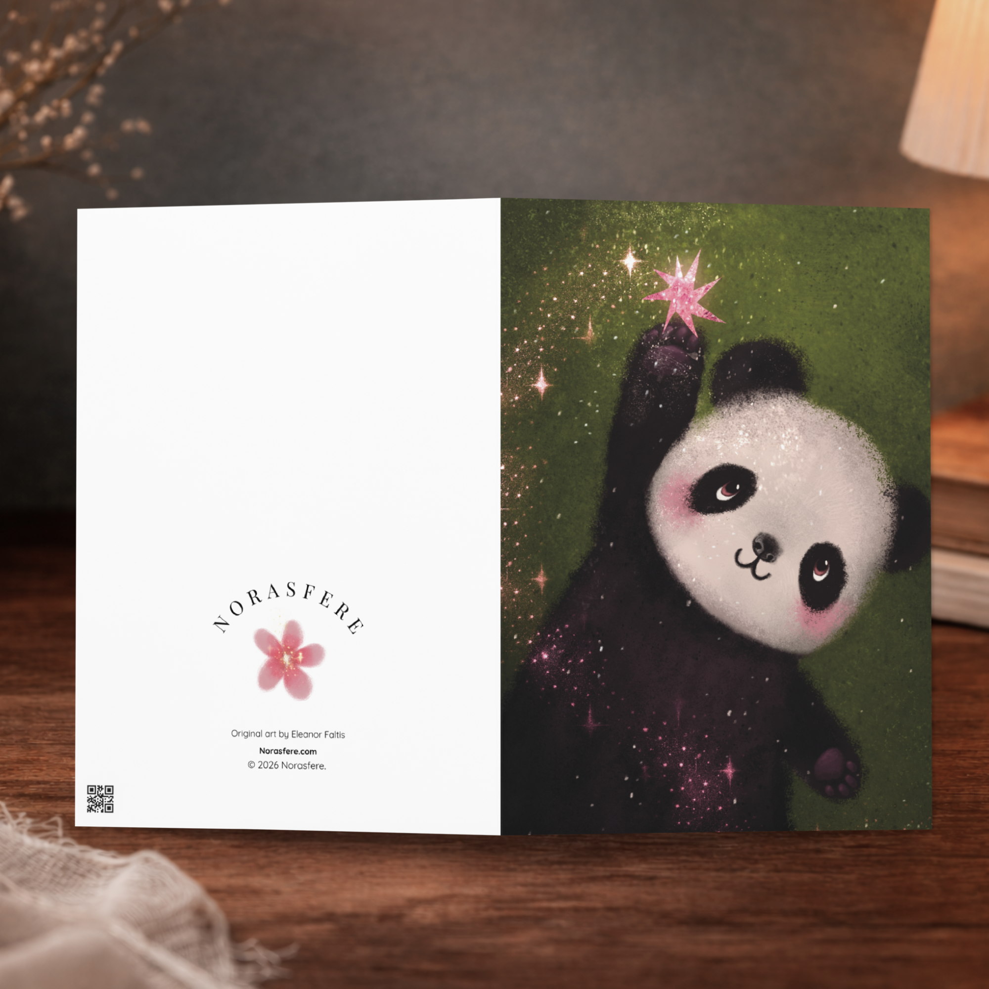 Star Catcher Panda Greeting Card - Image 4