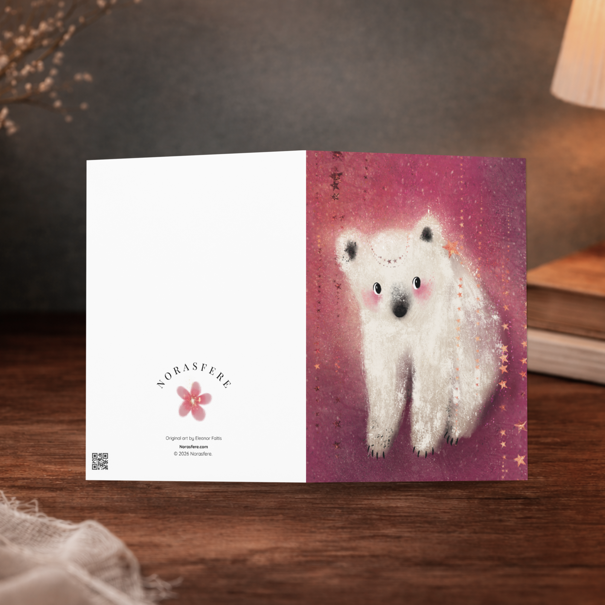 Starlight Polar Bear Greeting Card - Image 5
