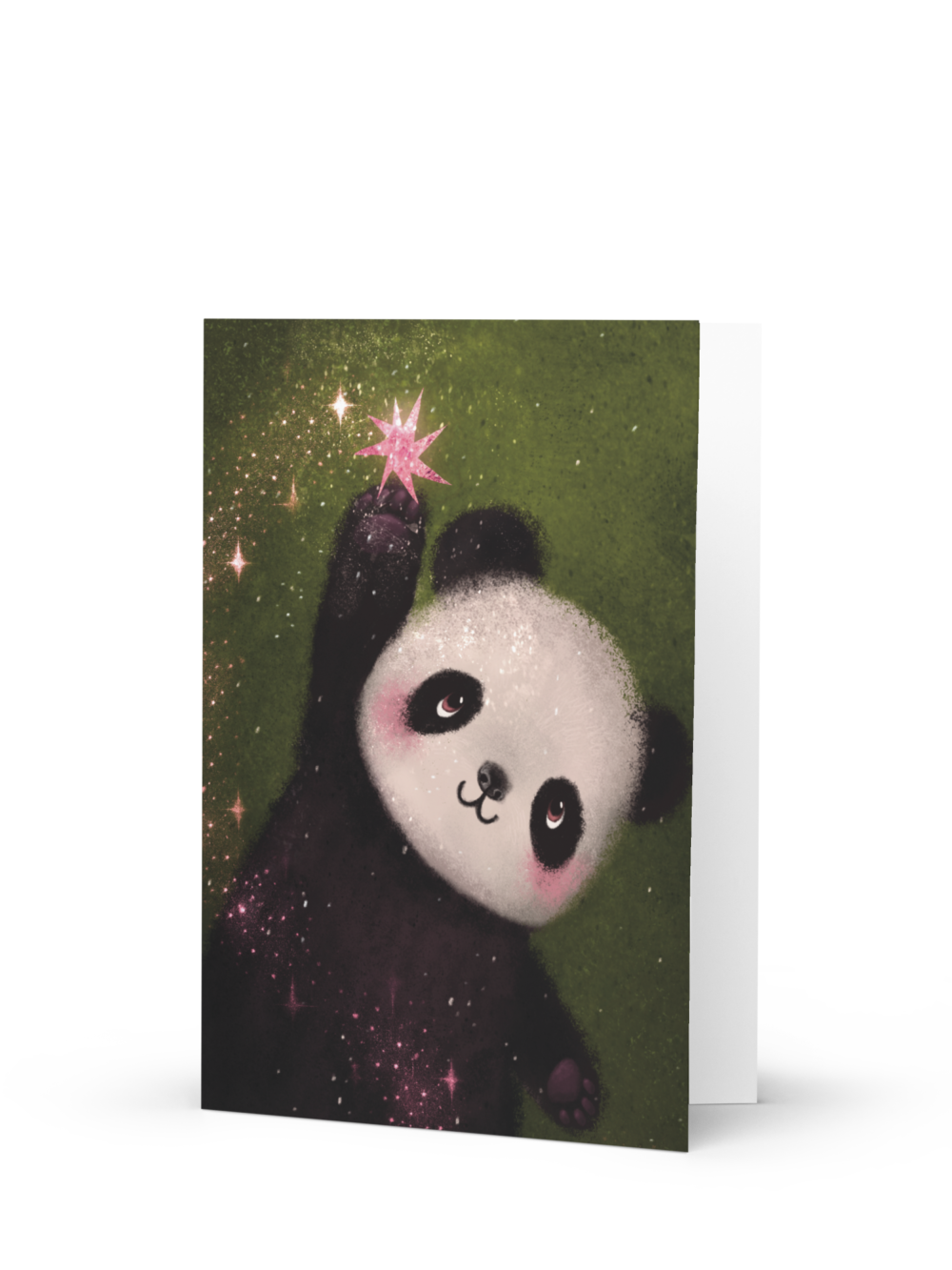 Star Catcher Panda Greeting Card