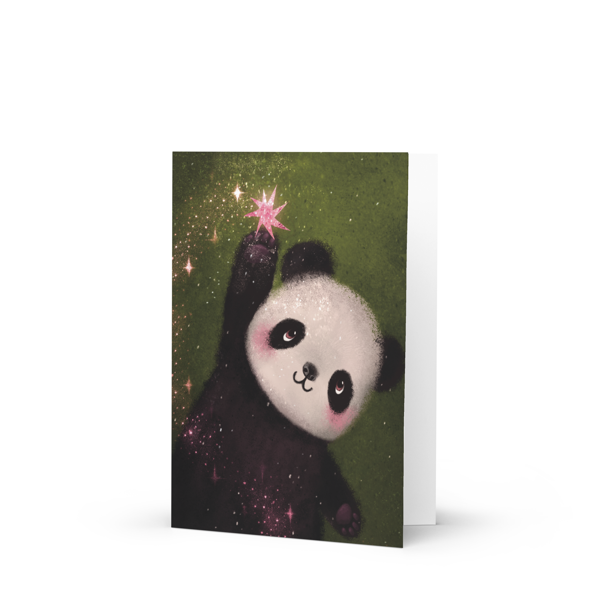 Star Catcher Panda Greeting Card