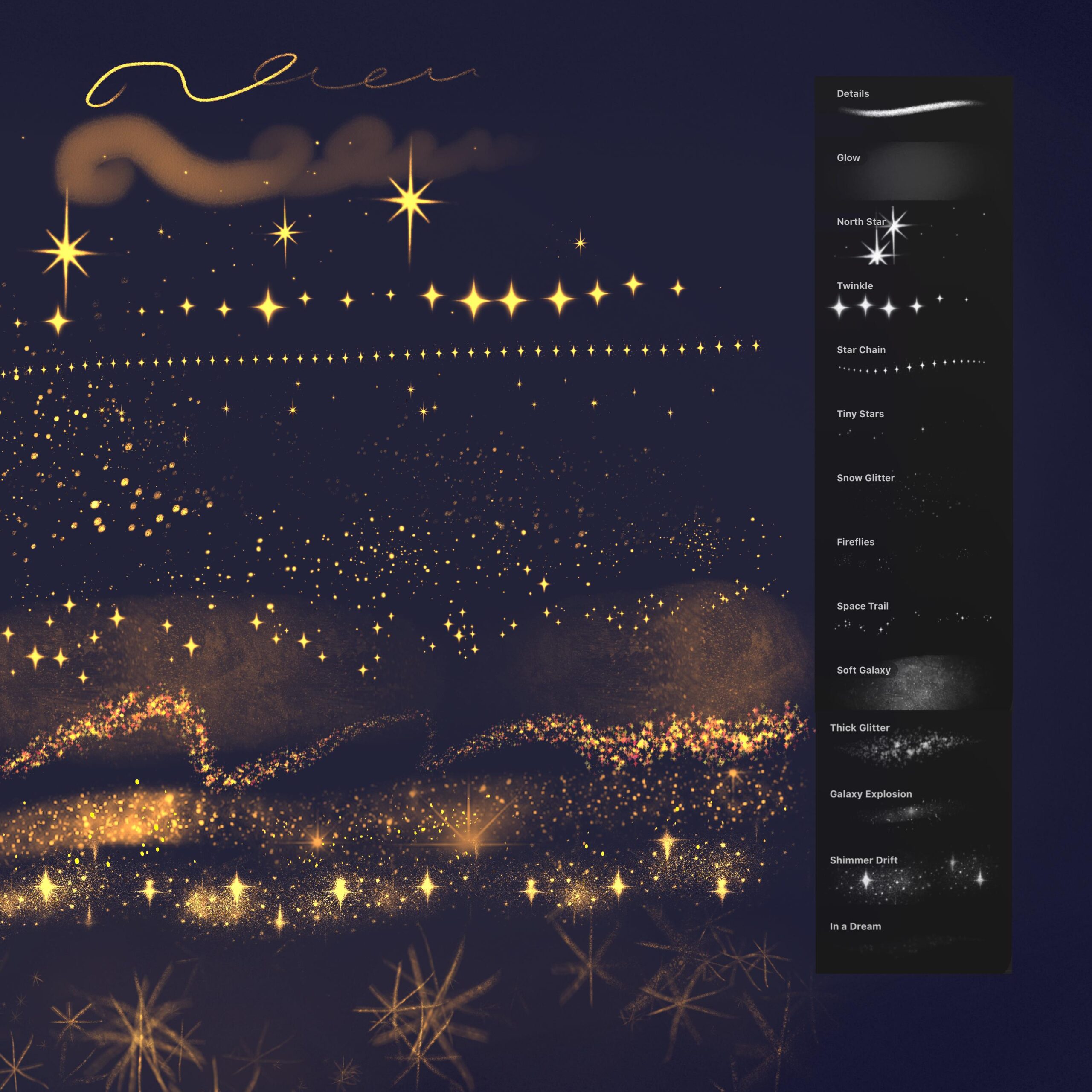 Stars Illustration Brushset for Procreate | 14 Sparkle and Glowing Effects - Image 2