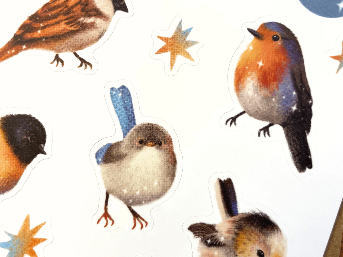 Bird Sticker Sheet, A6 Matte Paper Stickers, Hand Drawn Bird Illustration - Image 3