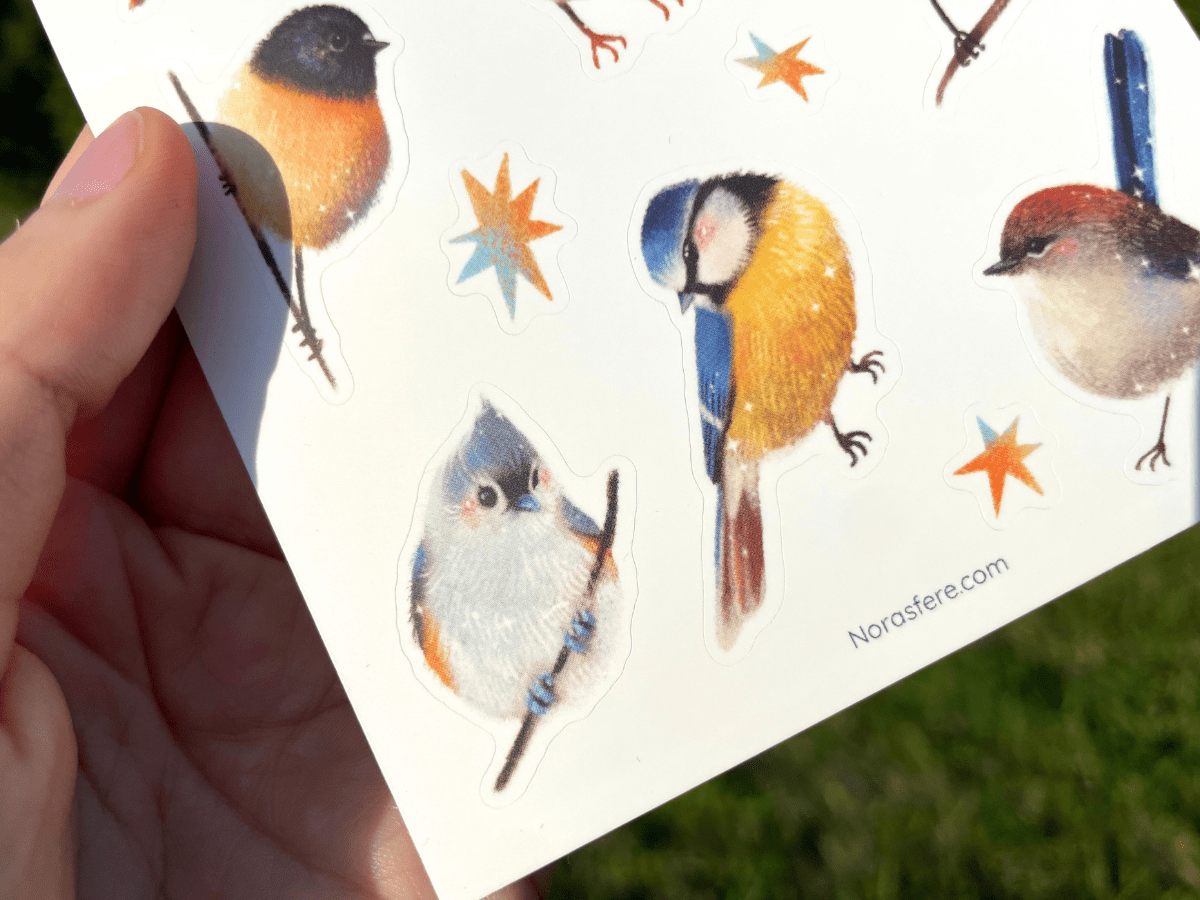 Bird Sticker Sheet, A6 Matte Paper Stickers, Hand Drawn Bird Illustration - Image 4