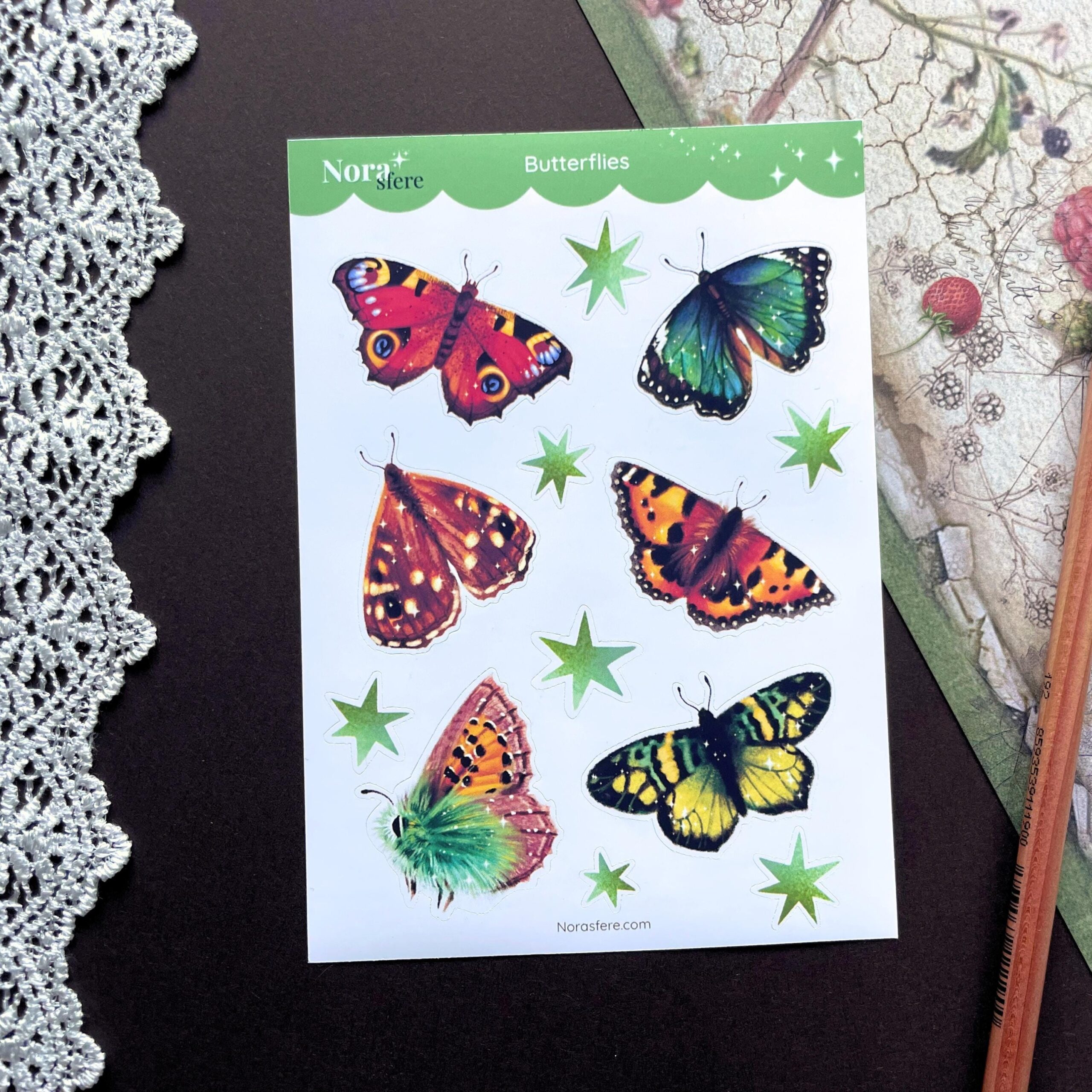 Butterfly Sticker Sheet, A6 Matte Paper Stickers, Hand Drawn Illustration - Image 4