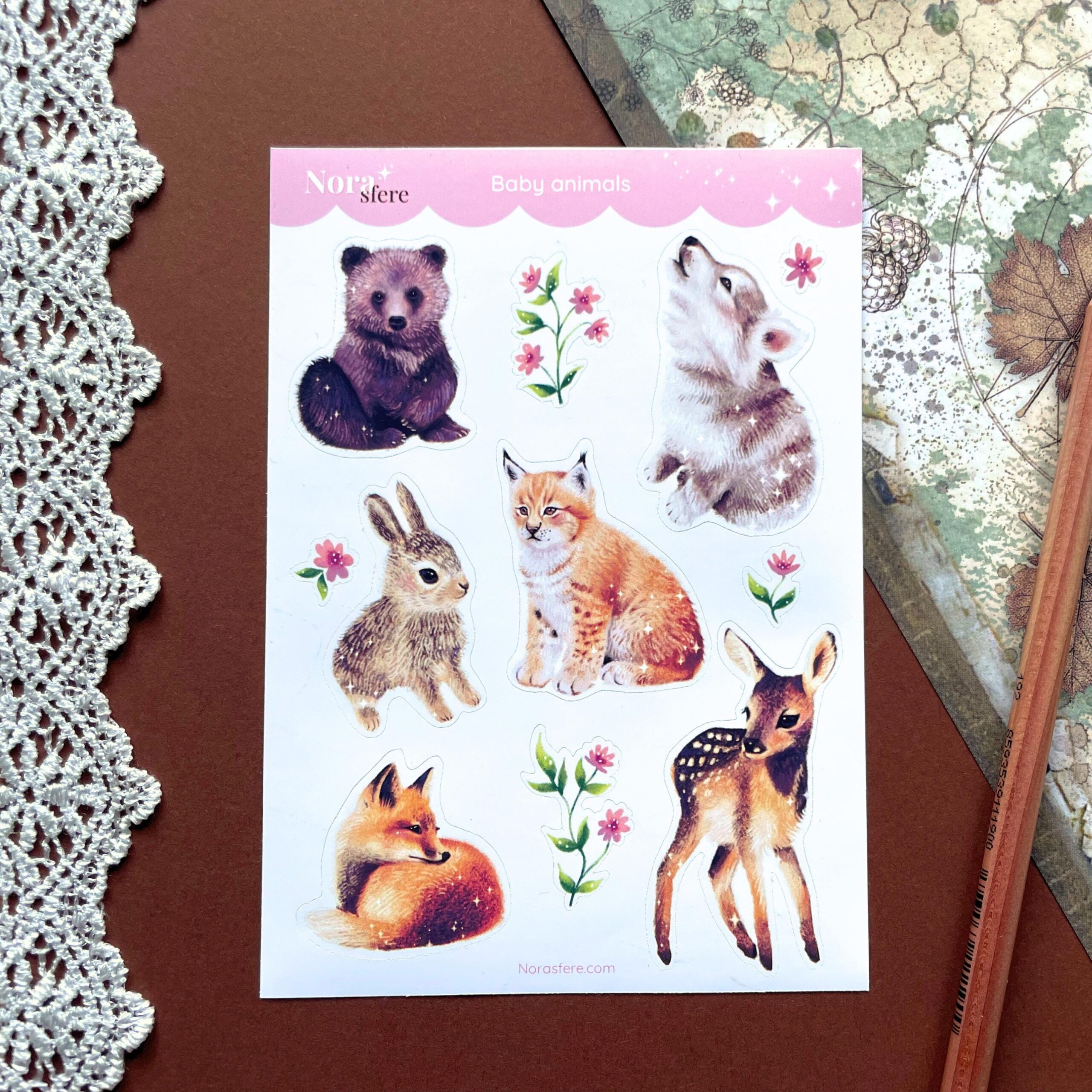 Baby Animals Sticker Sheet, A6 Matte Paper Stickers, Hand Drawn Illustration - Image 5