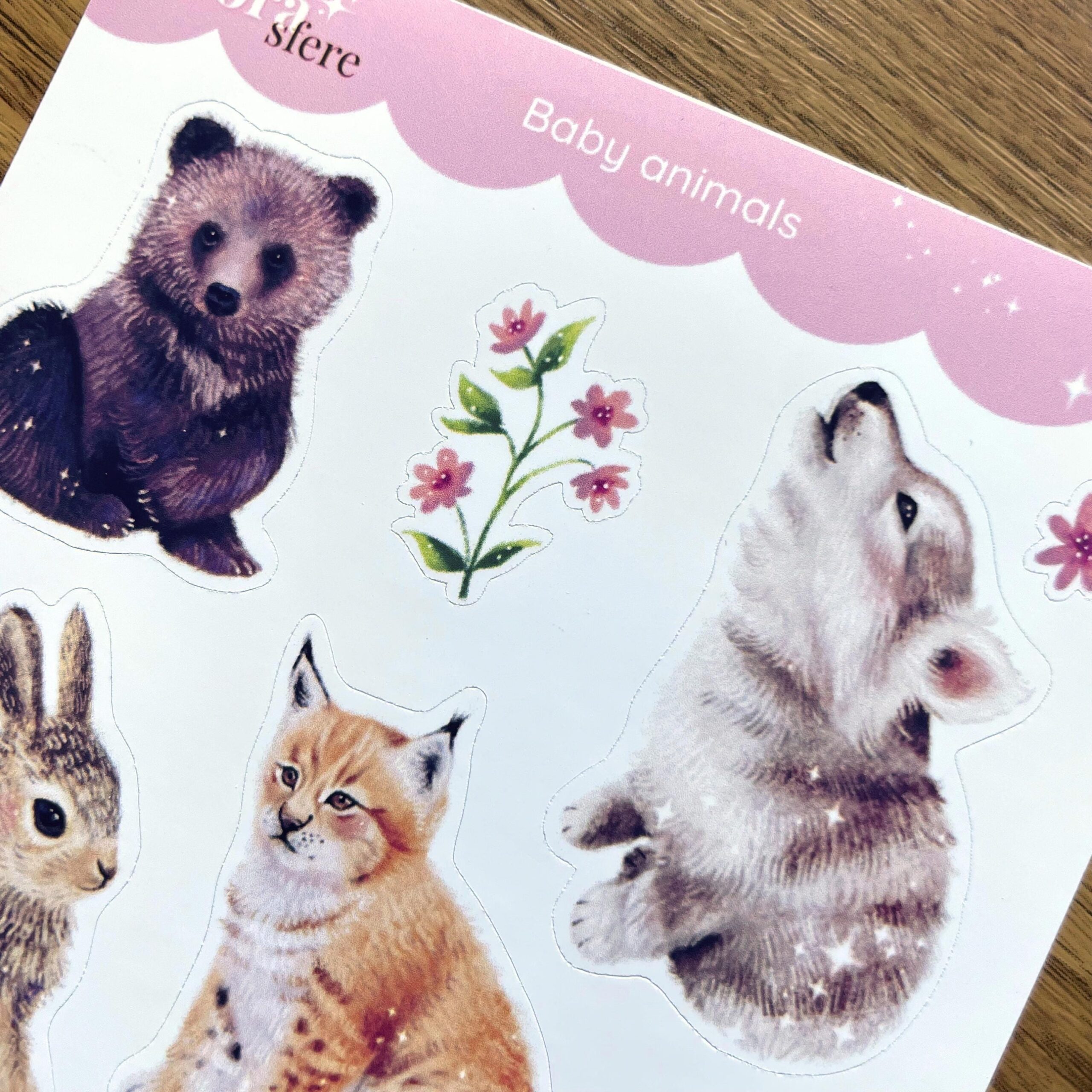 Baby Animals Sticker Sheet, A6 Matte Paper Stickers, Hand Drawn Illustration - Image 3